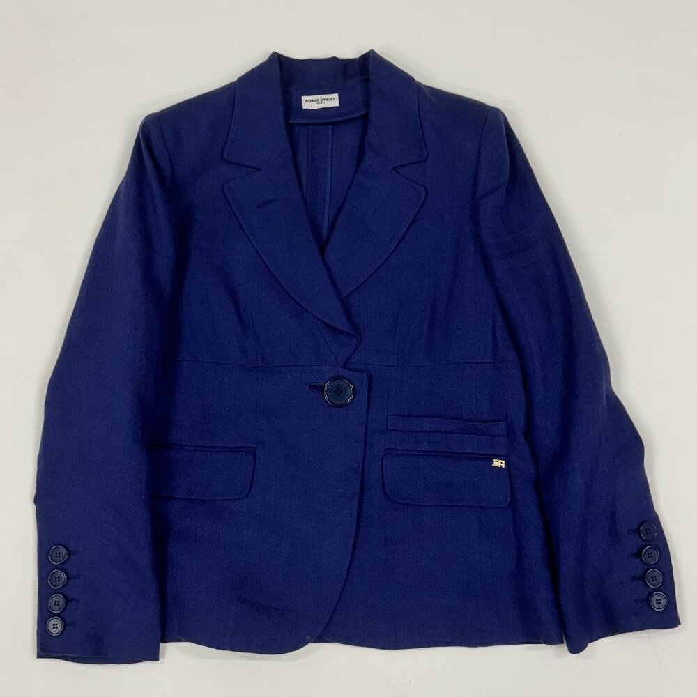 Sonia Rykiel Navy Linen Suit – Blazer & Wide-Leg Pants